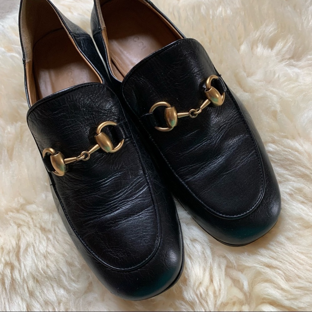 Gucci Black Leather Horsebit Quentin Slip On Loafers Size 35 - Picture 6 of 13